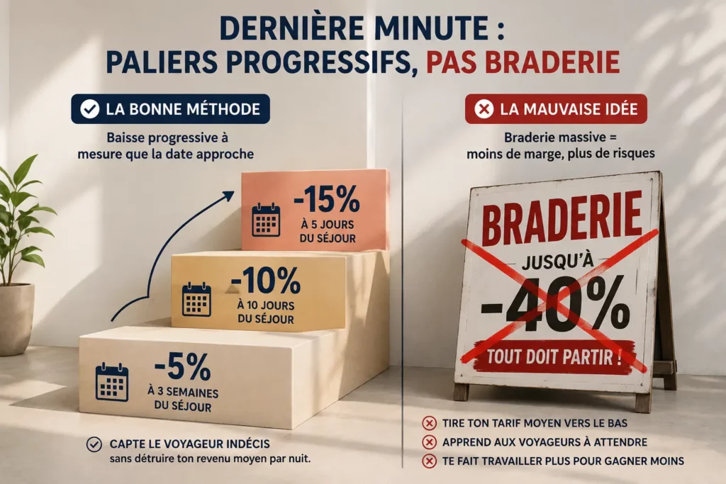 Paliers de remise dernière minute location courte durée sans brader