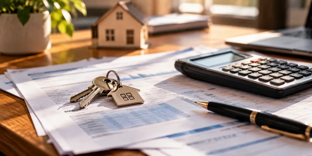 Documents fiscaux, calculatrice et clés d'appartement, fiscalité LMNP 2027